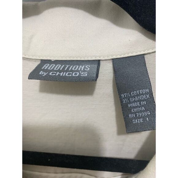 Chicos Womens Beige Button-Front Jacket 3/4 Sleeves Cotton/Spandex Blend Size XS - Picture 3 of 3